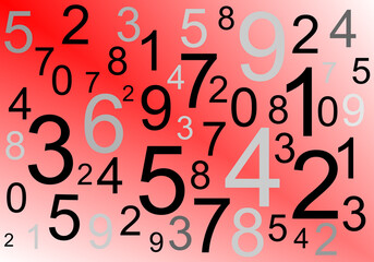 Viele Ziffern vor rotem Hintergrund in einer Illustration
