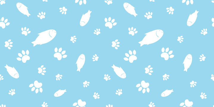  vector image of Fish and cat tracks