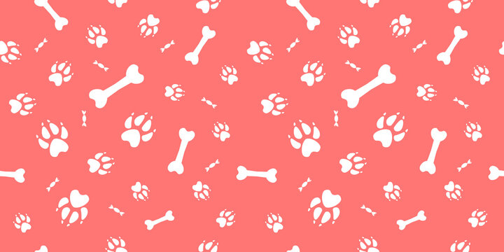 vector image of traces of a dog and bones, candy