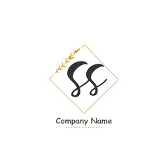 S SS Initial handwriting and signature logo design with circle. Beautiful design handwritten logo for fashion, team, wedding, luxury logo.