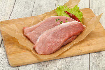 Juicy raw pork steak meat