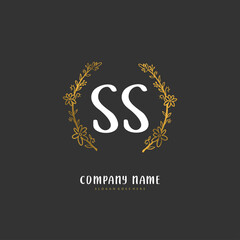 S SS Initial handwriting and signature logo design with circle. Beautiful design handwritten logo for fashion, team, wedding, luxury logo.
