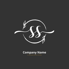 S SS Initial handwriting and signature logo design with circle. Beautiful design handwritten logo for fashion, team, wedding, luxury logo.