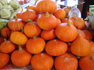 pumpkins on a market