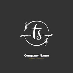 T S TS Initial handwriting and signature logo design with circle. Beautiful design handwritten logo for fashion, team, wedding, luxury logo.