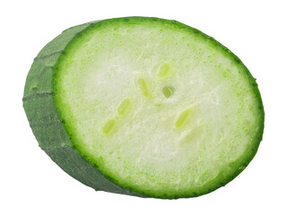 Fresh immature  Luffa slice (Luffa acutangula) isolated, top view