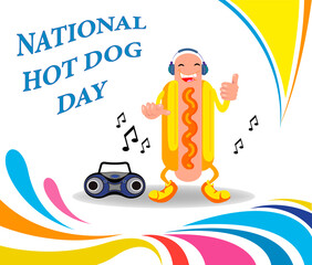 National Hot Dog Day fast food. Vector illustration, modern concept for your design.