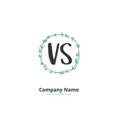 V S VS Initial handwriting and signature logo design with circle. Beautiful design handwritten logo for fashion, team, wedding, luxury logo.