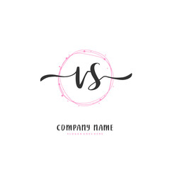 V S VS Initial handwriting and signature logo design with circle. Beautiful design handwritten logo for fashion, team, wedding, luxury logo.