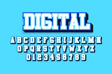 Modern 3D font and alphabet for poster, sticker vector
