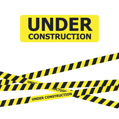 Under construction website page. Under construction warning banner