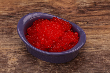 Red salmon caviar in the bowl