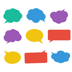 Blank empty white speech bubbles. Cloud bubble speech for communication