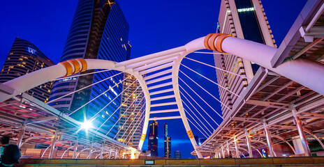 Chong Nonsi sky walk at bangkok sky train station on Silom Line. Chong Nonsi Station.