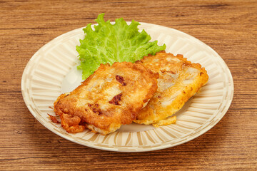 Roasted cod fish in bread