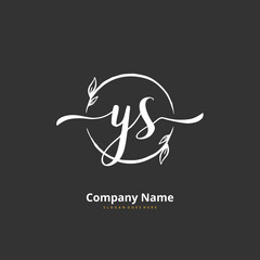 Y S YS Initial handwriting and signature logo design with circle. Beautiful design handwritten logo for fashion, team, wedding, luxury logo.