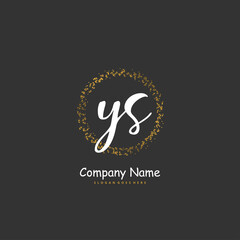 Y S YS Initial handwriting and signature logo design with circle. Beautiful design handwritten logo for fashion, team, wedding, luxury logo.