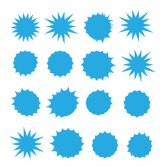 Vector Starburst set. Starburst explosion comic shapes. Speech boom bubble