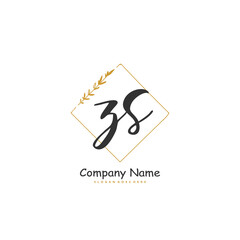 Z S ZS Initial handwriting and signature logo design with circle. Beautiful design handwritten logo for fashion, team, wedding, luxury logo.