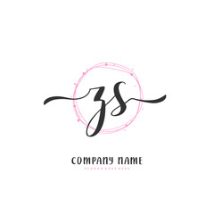 Z S ZS Initial handwriting and signature logo design with circle. Beautiful design handwritten logo for fashion, team, wedding, luxury logo.