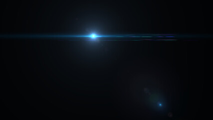 Lens flare light on black background.