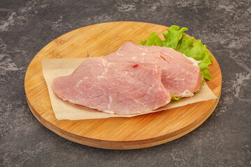 Raw pork steak for cooking
