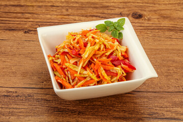 Cabbage salad with carrot and pepper
