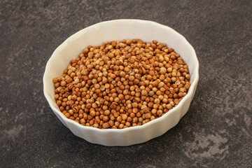 Coriander seeds in the bowl