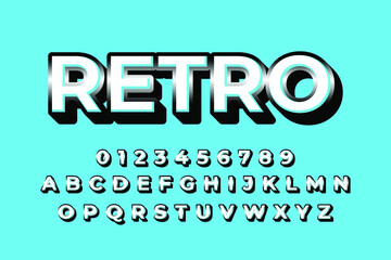 Modern 3D font and alphabet for poster, sticker vector