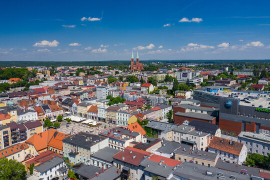 Rybnik. Poland. Aerial view of main square and city center of Rybnik, Upper Silesia. Poland. © Curioso.Photography