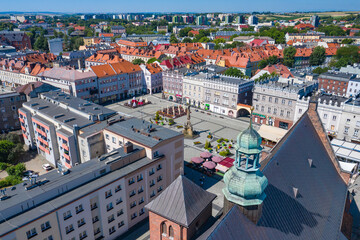 Raciborz. Poland. Aerial view of main square and city center of Raciborz, Upper Silesia. Poland.