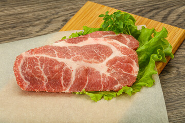 Raw pork meat neck steack