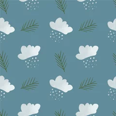 Fototapete Rund Seamless pattern snow and fir branches. Winter background, holiday, new year, christmas. © Милана Павлова