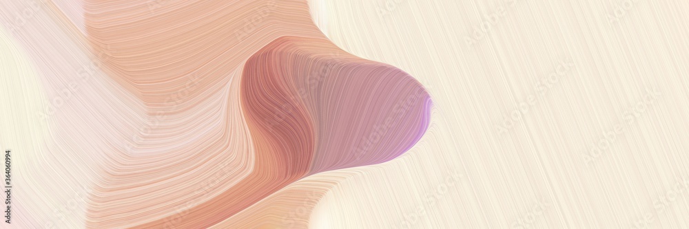 Poster abstract flowing horizontal banner with antique white, rosy brown and tan colors. fluid curved flowi