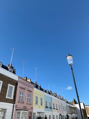 Colorful houses in Chelsea West London on a sunny day, no people
