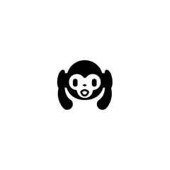 Hear no evil monkey vector icon. Isolated monkey head illustration