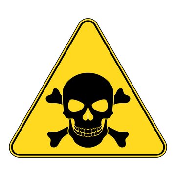 Skull and bones warning sign. Danger sign.