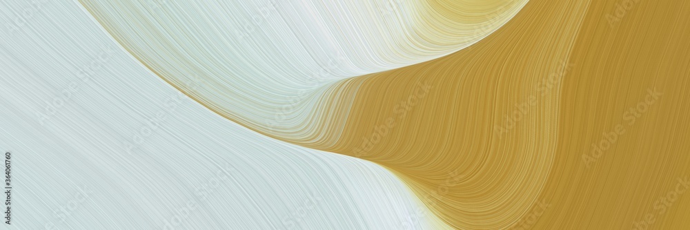 Poster abstract surreal horizontal banner with light gray, peru and tan colors. fluid curved flowing waves 