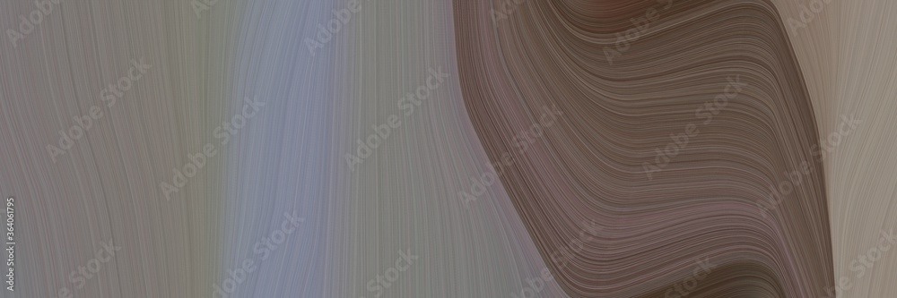 Poster abstract decorative designed horizontal header with old lavender, old mauve and light slate gray colors. fluid curved lines with dynamic flowing waves and curves for poster or canvas
