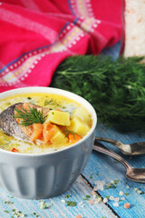 Scandinavian fish soup in a bowl
