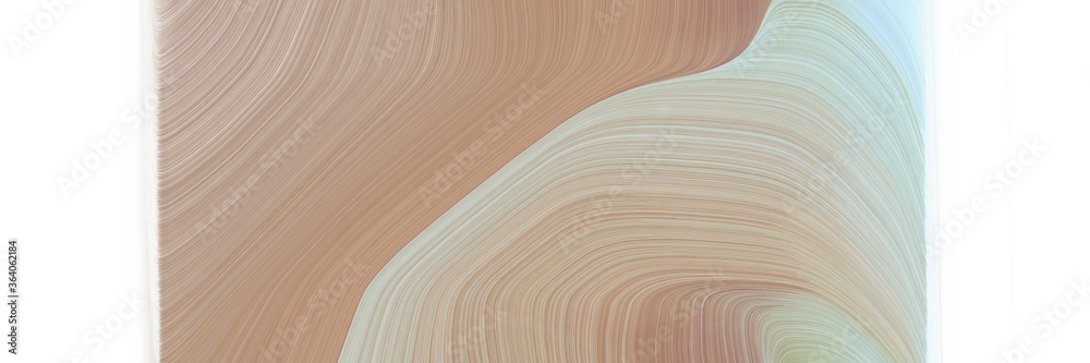 Poster abstract moving horizontal banner with rosy brown, light gray and silver colors. fluid curved flowin
