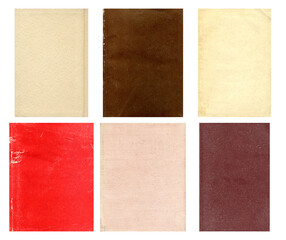 Paper and textile textures set. Blank old pages with rough faded surface. Perfect for background...