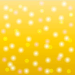 Yellow bright shiny summer background with bokeh and lights. Vector illustration.