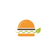 Burger with leaf Logo design template, Burger bakery logo design vector