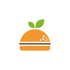 Burger with leaf Logo design template, Burger bakery logo design vector