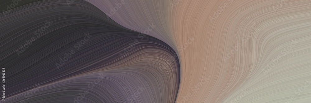Poster abstract dynamic horizontal header with dark slate gray, rosy brown and gray gray colors. fluid curved flowing waves and curves for poster or canvas