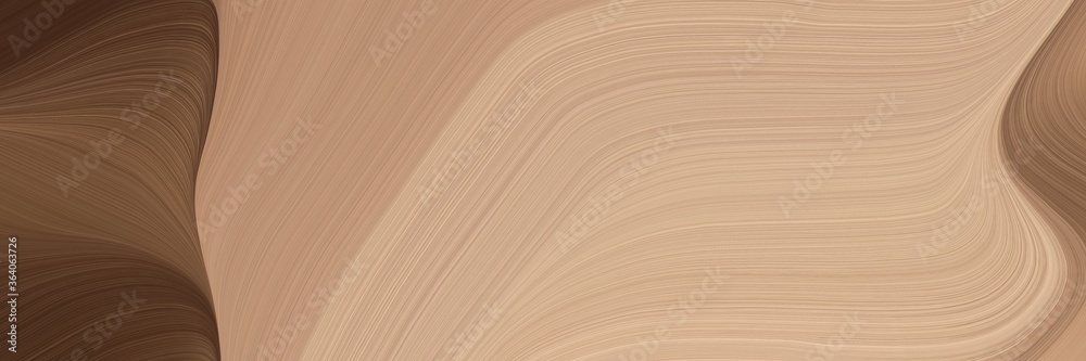 Fototapete abstract modern horizontal banner with tan, old mauve and pastel brown colors. fluid curved lines wi
