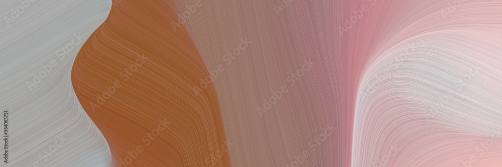 Poster abstract moving horizontal header with rosy brown, sienna and baby pink colors. fluid curved flowing