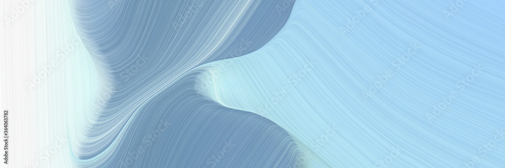 Poster abstract moving horizontal header with light blue, white smoke and cadet blue colors. fluid curved f