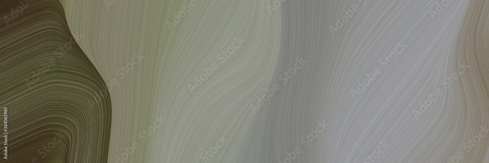 Fototapete abstract modern horizontal banner with gray gray, dark olive green and dim gray colors. fluid curved lines with dynamic flowing waves and curves for poster or canvas